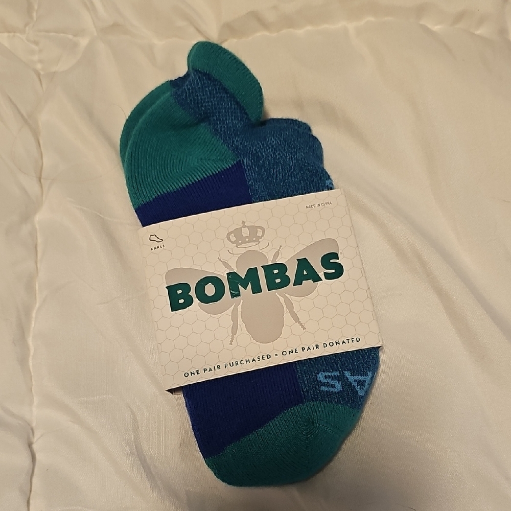 Bombas Blue and Green Athletic Socks